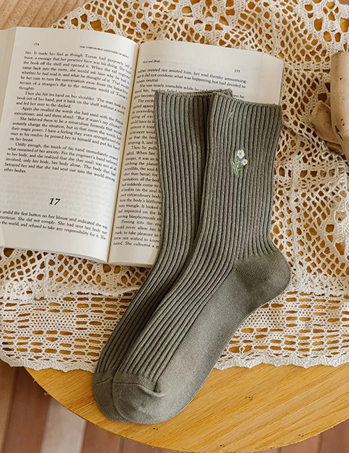 Fashion Grey Embossed Cotton Socks