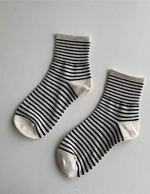 Fashion Beige Pinstripe Socks