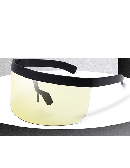 Fashion Black Frame Transparent Yellow Film Pc Integrated Large Frame Sunglasses