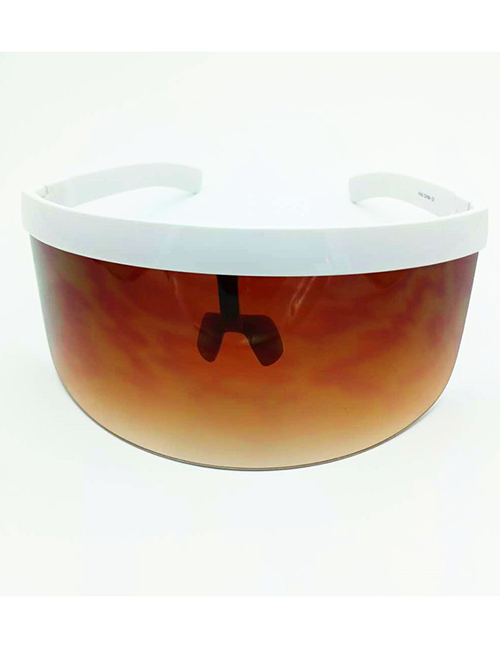 Fashion White Frame Gradient Tea Pc Integrated Large Frame Sunglasses