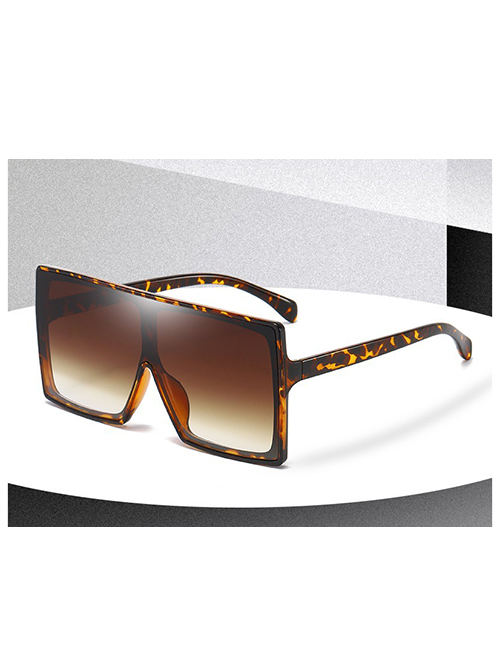 Fashion Tortoiseshell Tea Tablets Pc Square Large Frame Sunglasses