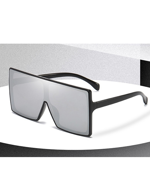 Fashion Bright Black And White Mercury Pc Square Large Frame Sunglasses