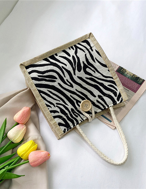 Fashion Zebra Cotton Linen Zebra Print Large Tote Bag