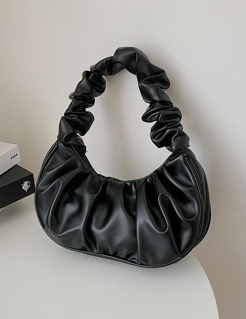 Fashion Black Cloud Pleated Tote Bag