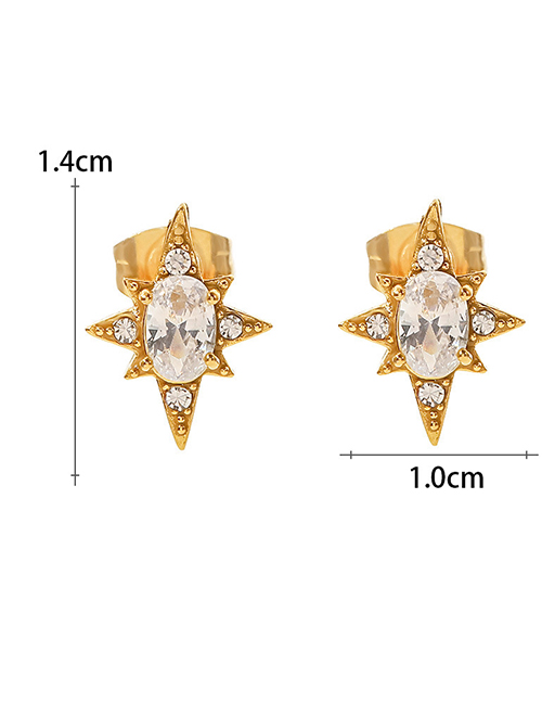 Fashion White Titanium Diamond Starburst Stud Earrings