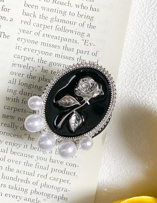Fashion Metal Bracket - Oval Five Beads Rose - Silver Alloy Rose Drop Oil Oval Pearl Cell Phone Airbag Holder