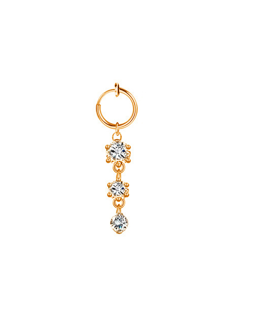 Fashion Rose Gold 5#(10pcs) Stainless Steel Diamond Tassel Pierced Navel Ring