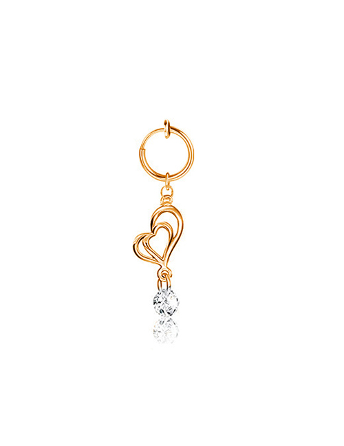 Fashion Rose Gold 8#(10pcs) Stainless Steel Diamond Heart Piercing Navel Ring