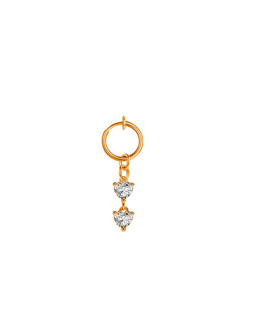 Fashion Rose Gold 12# (10pcs) Stainless Steel Diamond Heart Piercing Navel Ring