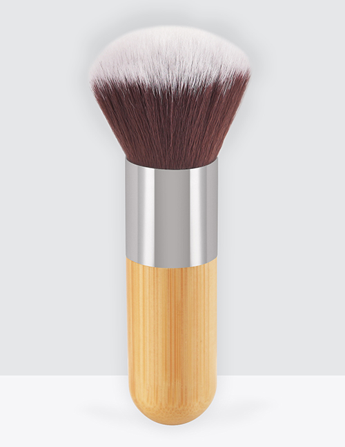 Fashion Wood Color Single Bamboo Handle Round Tip Loose Powder Makeup Brush