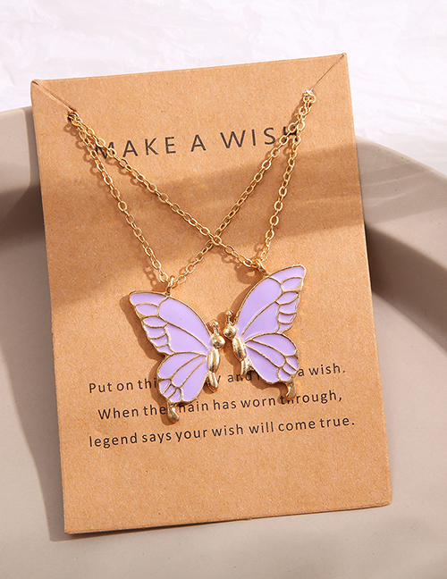 Fashion Purple Alloy Butterfly Necklace