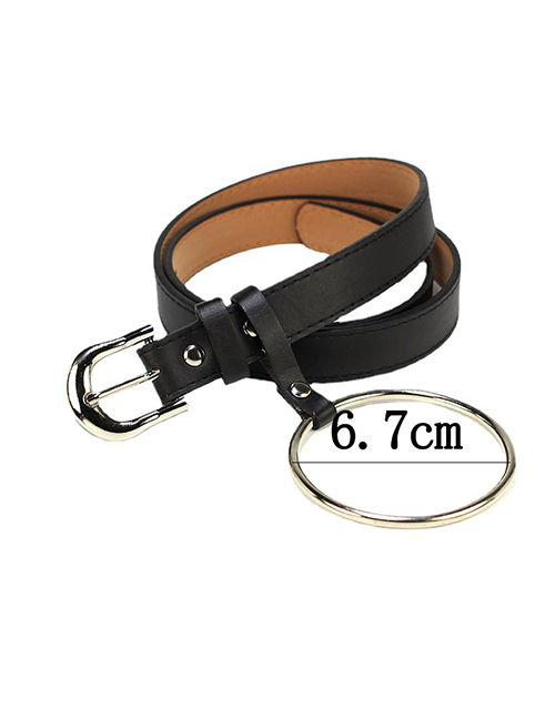 Fashion Black Trumpet Ring 6.7cm Pu Metal Buckle Ring Wide Belt