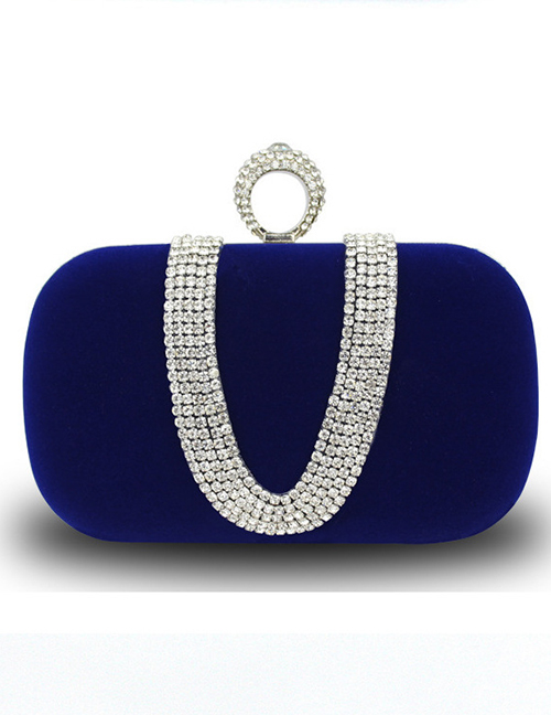 Fashion Sapphire Velvet Diamond Geometric Clutch