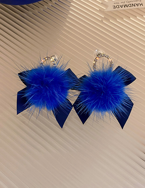 Fashion 2#blue Geometric Bow Hair Ball Earrings