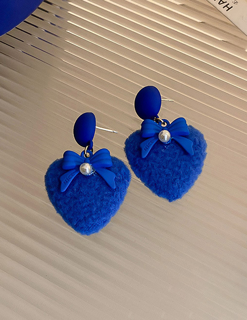 Fashion 5#blue Geometric Bowknot Flocking Love Stud Earrings