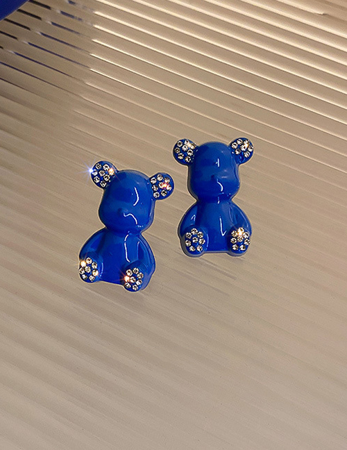 Fashion 10#blue Geometric Diamond Bear Stud Earrings