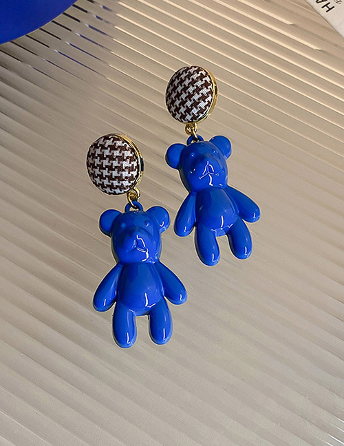 Fashion 11#blue Geometric Bear Houndstooth Round Earrings