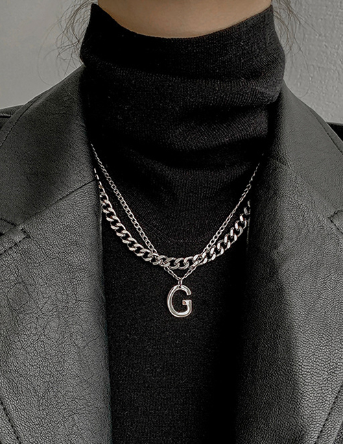 Fashion Letter G Titanium Steel Letter Double Necklace