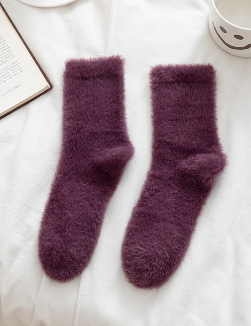 Fashion Purple Mink Fleece Plus Fleece Tube Socks