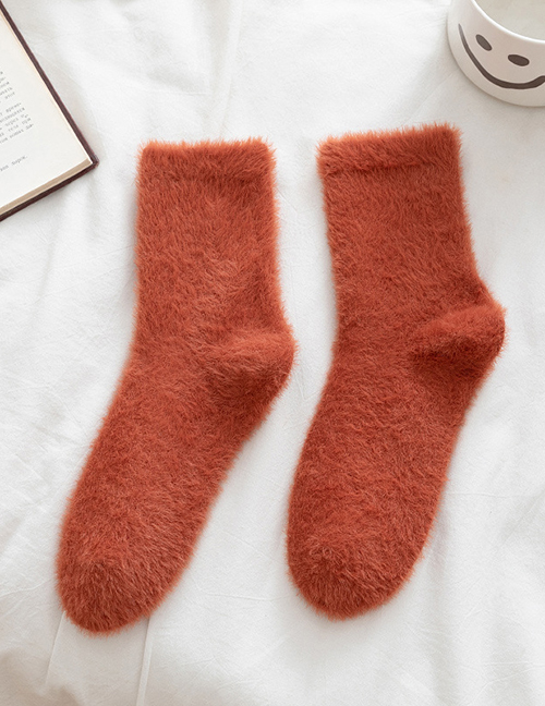 Fashion Orange Mink Fleece Plus Fleece Tube Socks