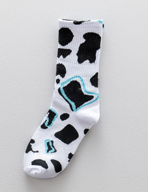 Fashion Black Cow Pattern Cotton Socks