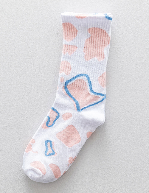 Fashion Pink Cow Pattern Cotton Socks