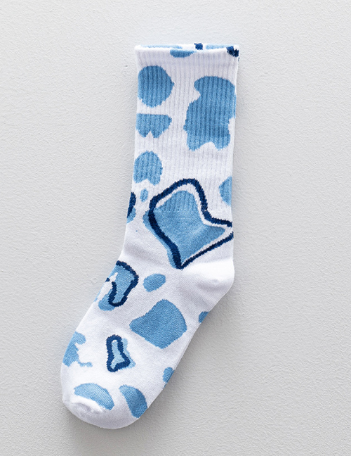 Fashion Blue Cow Pattern Cotton Socks