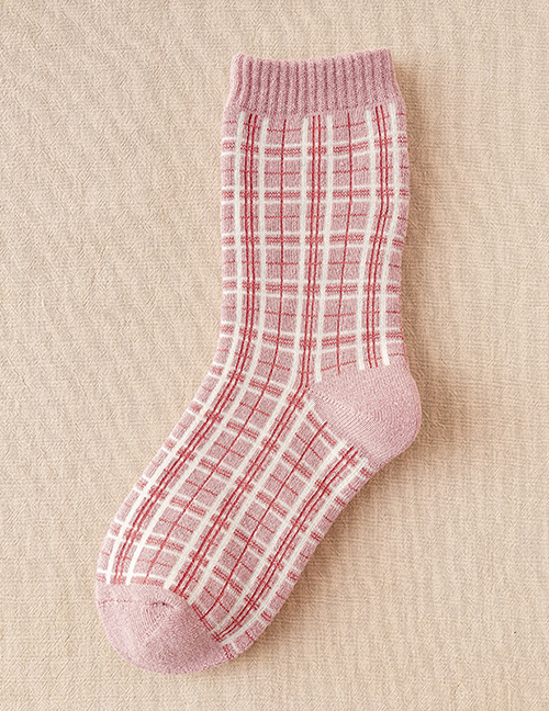 Fashion Small Square Check Embroidered Cotton Tube Socks