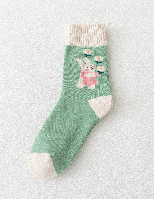 Fashion 3 Flower Bunny Cotton Geometric Print Cotton Socks