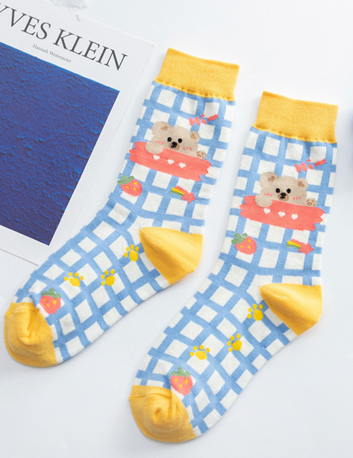 Fashion Socks Mouth Yellow Cotton Cherry Bear Fruit Print Socks