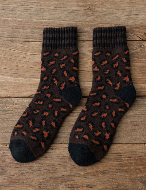 Fashion Coffee Leopard Print Thick Socks