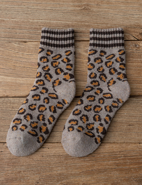 Fashion Khaki Leopard Print Thick Socks