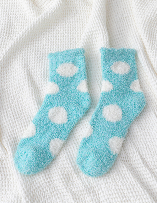 Fashion Blue Polka Dot Coral Fleece Thick Tube Socks