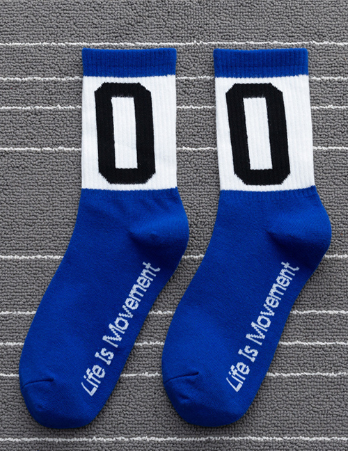 Fashion Blue Letter Print Long Sleeve Socks