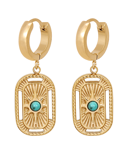 Fashion Golden-2 Titanium Steel Turquoise Irregular Earrings