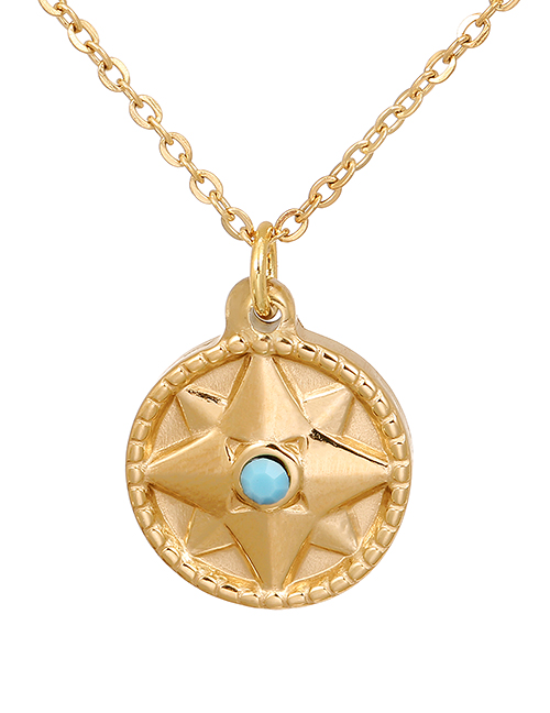 Fashion Gold Titanium Steel Round Star Necklace