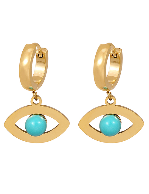 Fashion Golden-2 Titanium Steel Turquoise Eye Ear Ring