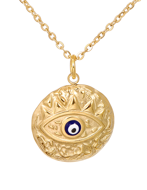 Fashion Gold Titanium Steel Drip Pattern Eye Necklace