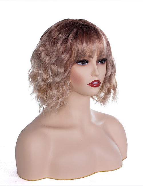 Fashion Photo Color Short Curly Hair Gradient Wig Headgear