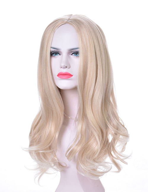 Fashion Gold Color Long Curly Hair Synthetic Headgear