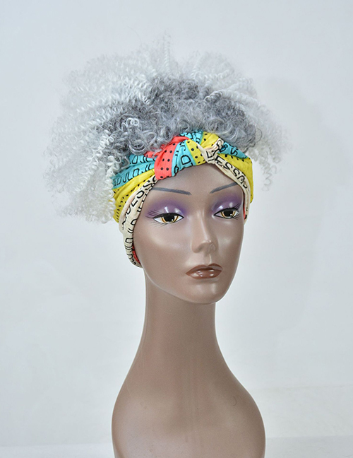Fashion Silver Color White African Small Curly Wig Headgear