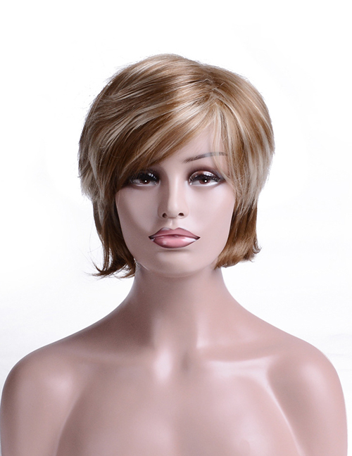 Fashion Gold Color Chemical Fiber High Temperature Silk Short Hair Wig
