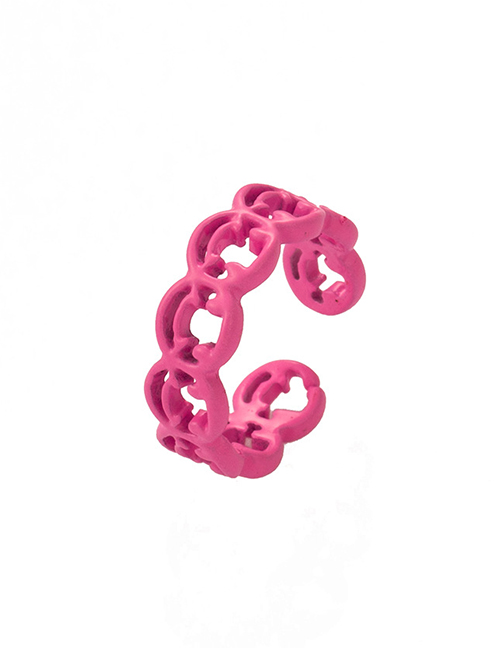 Fashion Pink Hollow Smiley Open Ring