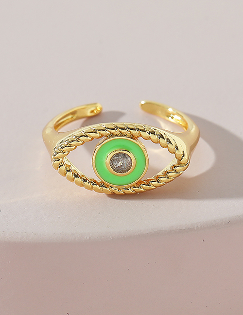 Fashion Gold Color Copper Inlaid Zirconium Drip Oil Eye Ring