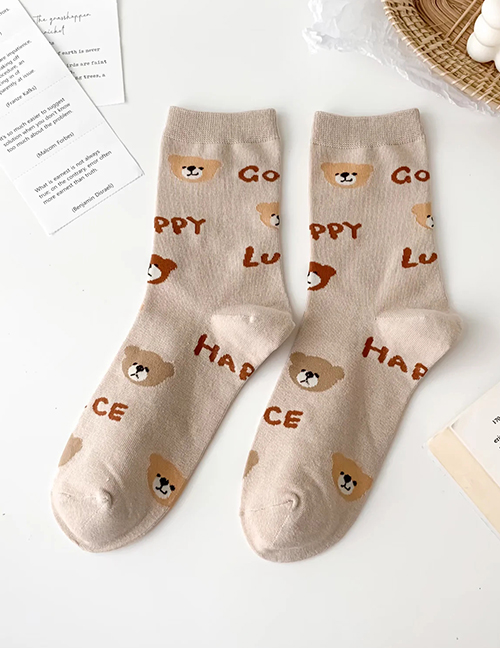 Fashion Letter Cartoon Bear Letters In Tube Socks