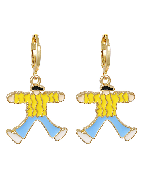 Fashion Yellow Alloy Dripping Boy Earrings