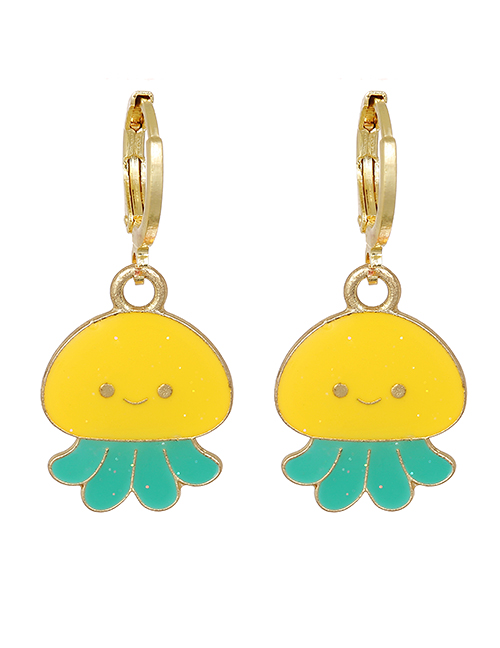 Fashion Yellow Alloy Dripping Jellyfish Ear Ring