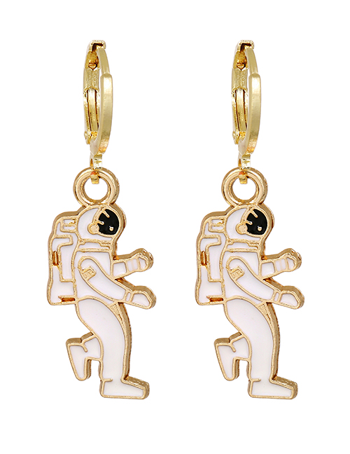 Fashion White Alloy Dripping Astronaut Ear Ring