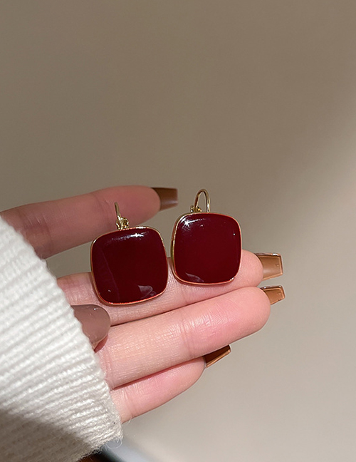 Fashion 6#red Alloy Geometric Square Earrings