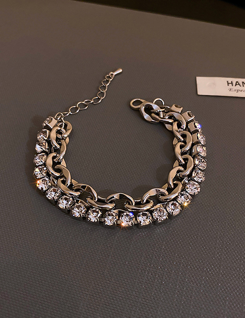 Fashion Silver Color Alloy Diamond Claw Chain Double-layer Bracelet